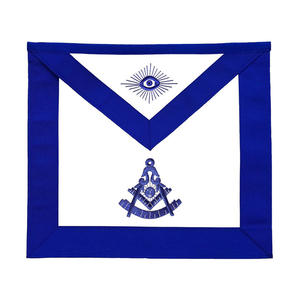 Masonic Regalia Past Master Blue Lodge Delantal Royal Blue Grosgrain con corona de bordado a mano azul - Product Image 1