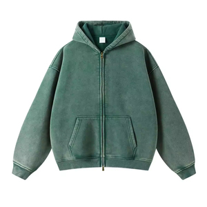 Hot Selling 100% Cotton Acid Wash Hoodie <b>for</b> <b>Men</b> Lightweight Quickdry Custom Made with Logo Printing Solid Zipper <b>Men's</b> Hoodies - Product Image 5