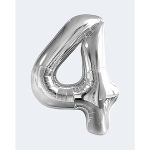 <b>Silver</b> Number 4 <b>Balloon</b> 100cm Party Decoration Foil <b>Balloon</b> For Celebrations - Product Image 1