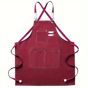 Custom Logo Printed Reusable Sleeveless Cotton <b>Canvas</b> Waterproof <b>Apron</b> with Zipper Pocket for Catering Kitchen Coffee Shop Work - Product Image 4