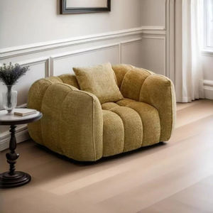 Meilleurs articles à revendre 2026 Nouveau style Meubles de salon contemporains Fauteuil carré rembourré en tissu style citrouille pour hôtel villa - Product Image 2