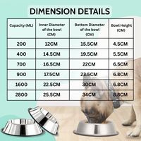 Premium Petware Collection-400ml bol pour chien en acier inoxydable anti-dérapant Base en caoutchouc antidérapant solide Portable mangeoire pour animaux de compagnie pour l'eau