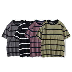 Camiseta de Manga Corta de Algodón Puro de 220 g, Estilo Europeo Americano, Talla Grande, Cuello Redondo, Estilo Informal - Product Image 1