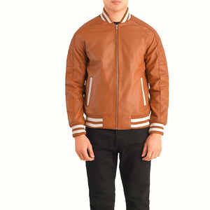 Veste Letterman en toile respirante de haute qualité, corps en laine, manches en cuir véritable, style vintage, vêtement d'hiver élégant et tendance pour - Product Image 1