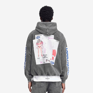 เสื้อฮู้ดซักกรดแบบกำหนดเองพร้อมโลโก้พิมพ์ลายสกรีนเสื้อสเวตเชิ้ตแบบสวมหัวทรงโอเวอร์ไซส์สไตล์วินเทจผู้ผลิตเสื้อฮู้ดแนวสตรีทยูนิเซ็กส์ - Product Image 5