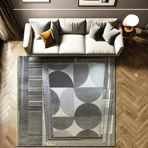 Suerior พรมปูพื้นบ้านสีทอง, พรมโพลีเอสเตอร์แบบนุ่มสองชั้นทนทานสำหรับห้องอเนกประสงค์ทำจากเครื่องทำนามธรรม - Product Image 2