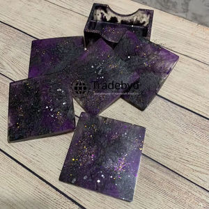 Ensemble de sous-verres en résine durable, fabrication artisanale, qualité supérieure, 4x4 pouces, sous-verres pour thé, café, boissons, Tradebyd - Product Image 1