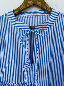 Vestido de algodón de verano con estampado de bloques a mano, patrón floral sólido con decoración de borlas, Vestido de estilo de fiesta hecho a mano de La India - Product Image 3