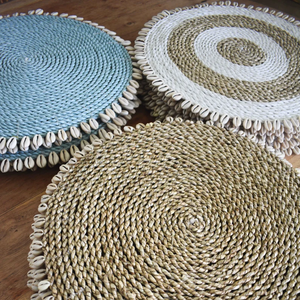 Salvamanteles de Pasto Marino Tejido a Mano con Diseño de Espiral Blanco |   Decoración de Mesa Estilo Boho Costero - Product Image 5