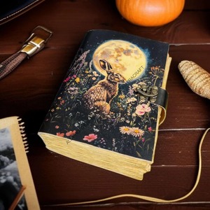 Gran Vintage Grimoire Journal 400 Página Libro de hechizos Sombras Conejo de Pascua Tema Hilo Costura Regalo de Navidad para él Ella - Product Image 6