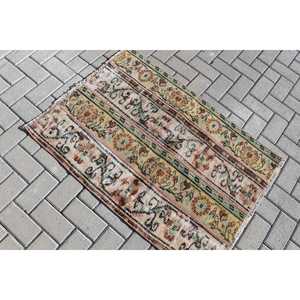 2.6x3.6 ft Turkish Small Rug, <b>Brown</b> Green Vintage Plants & trees <b>Wool</b> Rug - Product Image 4