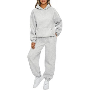 Ensemble de survêtement sportif d'hiver pour femme, sur mesure, coupe régulière, en polyester/coton respirant de haute qualité, le plus vendu - Product Image 1