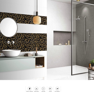 Carreaux muraux en céramique dorés argentés 300x600 mm Carreaux muraux intérieurs modernes et carreaux de salle de bain Imitation métallique brillante - Product Image 5