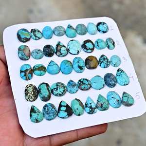 Natural Tibatian Turquesa Piedra preciosa Parte posterior plana Cabujón Piedra preciosa Turquesa Rosecut Cabujón suelto para la fabricación de anillos y pendientes - Product Image 3