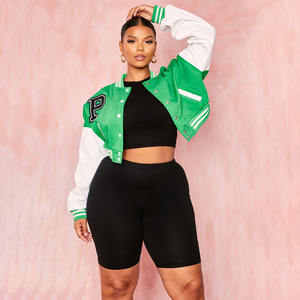 Haute qualité femmes XL Crop Varsity veste personnalisée polaire Letterman Chenille broderie respirant poche teint tricoté traité - Product Image 6