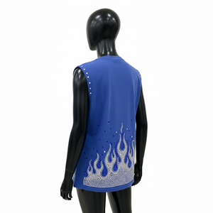 Camiseta sin Mangas de Algodón para Mujer, Tela Suave Premium, Azul, con Pedrería, Logotipo Personalizado, Top de Moda, Camisetas de Algodón para Mujer - Product Image 5