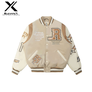 แจ็คเก็ตเบสบอลผู้ชายสุดหรูแบบขายส่ง ผ้าแคนวาส ปักตัวอักษร สไตล์สตรีทแวร์ ปรับแต่งได้ ระบายอากาศดี เหมาะสำหรับฤดูหนาว - Product Image 1