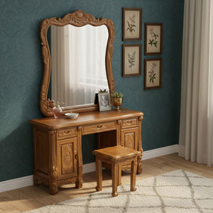 Table de toilette européenne en teck massif durable |   Artisanat sculpté à la main rencontre le luxe respectueux de l'environnement pour votre chambre - Product Image 5