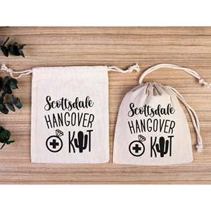 100% Cotton <b>Drawstring</b> <b>Pouches</b>-Hangover Recovery Kit Bags for Events Gift Idea - Product Image 1
