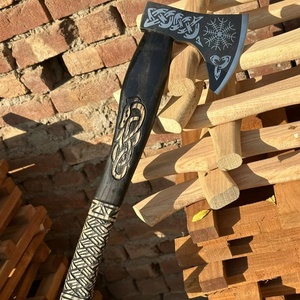 Hacha Vikinga de Doble Hoja de Grado Industrial Steel Craft International, Cabeza de Hacha con Hoja de Acero al Carbono y Mango de Madera para Camping - Product Image 1
