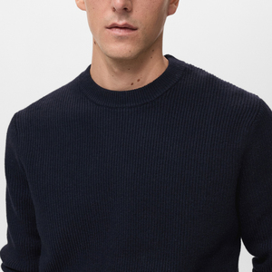 Pulls pour hommes en coton 100% tricoté, col rond, couleur unie noire, taille oversize, mode décontractée, nouvelle arrivée 2026 - Product Image 5