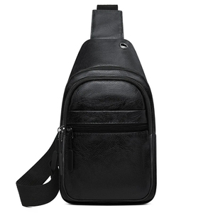 Bolso de pecho minimalista para hombre, bolso de hombro, cierre de cremallera de cuero sintético, 30 cm x 18 cm x 6 cm, impermeable, uso diario - Product Image 2