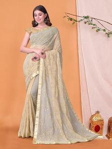 Wholesale <b>Supply</b> Quality Indian Ethnic Georgette Saree Blouse for Adults Latest Sequence Embroidery Design for Women - Product Image 5