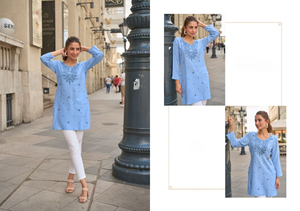 Premium Trendy Rayon Short <b>Kurti</b> with Embroidery Work for College and Office Girls Indian & Pakistani Clothing - Product Image 4