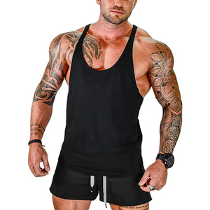 <b>Men's</b> Gym Tank Top for Bodybuilding Fitness Singlets Muscle <b>Stringer</b> <b>Vest</b> Knitted Cotton Sleeveless Tanktop Blank Shirt - Product Image 5