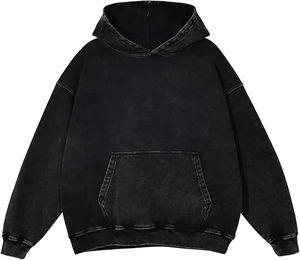 Sudadera con Capucha Personalizada para Hombre, Estilo Invierno, Color Negro Lavado al Ácido, 100% Algodón, Corte Holgado, Estilo Urbano - Product Image 1