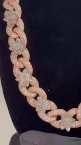 925 Silver Iced Out Floral Cuban Link <b>Necklace</b> Moissanite Diamond Look Hip Hop Luxury <b>Statement</b> Jewelry - Product Image 5