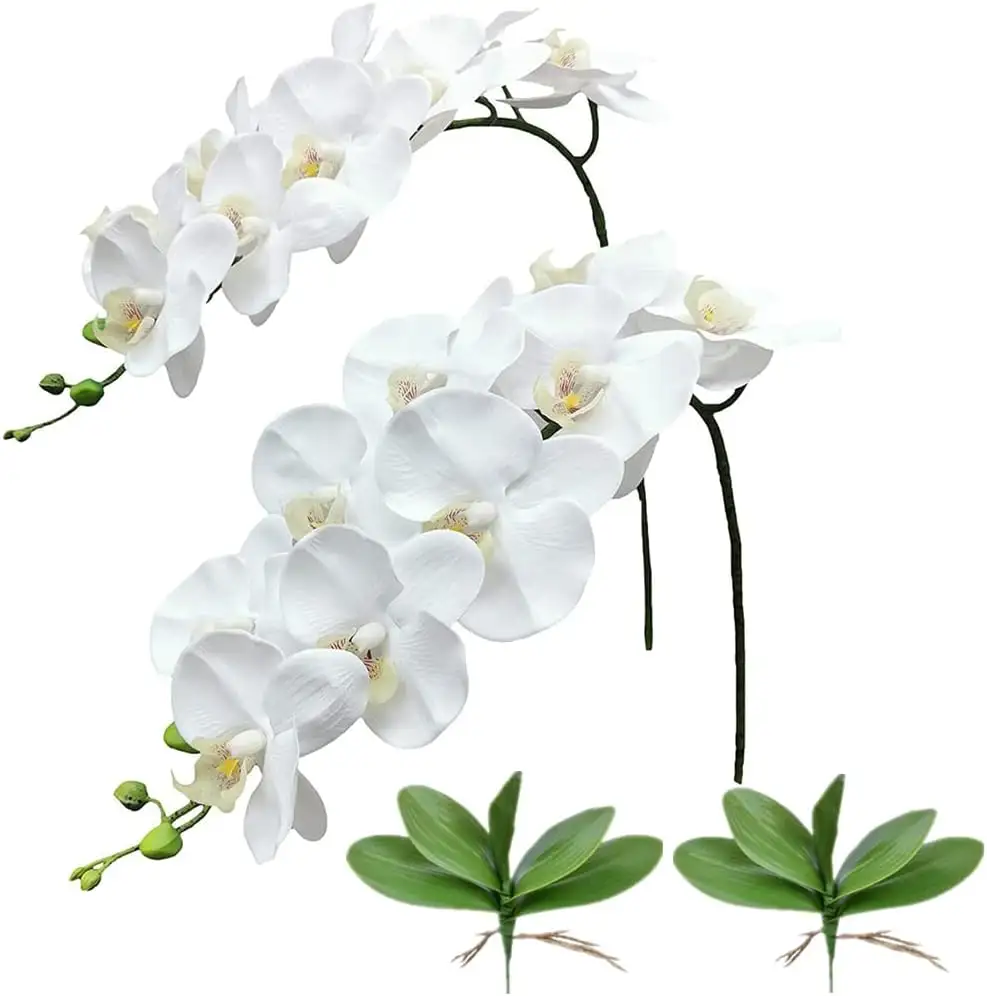 THAOF-120 התאמה אישית של פרחי פלנופסיס מלאכותיים לבנים פרחי סחלב מלאכותיים צמחי גזע לעיצוב הבית