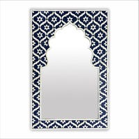 Tradisional Arab mewah Mehrab tulang bertatah bingkai cermin bintang desain pola geometris hitam dan putih untuk rumah kantor