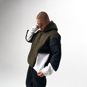 Sweat à capuche streetwear pour homme Lavish Look, 100% coton, tissu polaire surdimensionné, écologique, uni, teint et imprimé à l'écran - Product Image 4