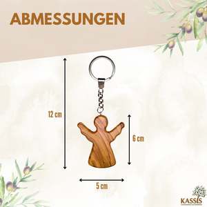 Olive Wood Keychain <b>Worry</b> <b>Stone</b> Guardian Angel From Bethlehem - Product Image 3