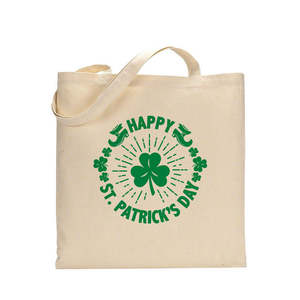 Sac fourre-tout pour la Saint-Patrick, motif grande feuille, en coton - Product Image 1