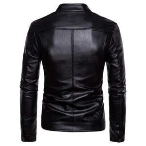 Chaquetas de cuero genuino para hombre al por mayor | Abrigo de motociclista clásico vintage | Prendas de abrigo de moda de otoño con cuello levantado elegante - Product Image 4