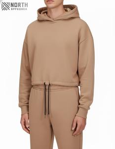 Sudaderas con capucha en blanco personalizadas Sudaderas con logotipo personalizado Mujer Hombro caído Recortado Jersey Sudaderas con capucha de punto para mujer Reversible - Product Image 3