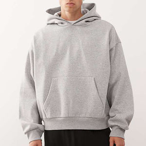 Sweats à capuche pour hommes 100% coton, impression sérigraphique personnalisée, sweats à capuche surdimensionnés à épaules tombantes, sweats en molleton lourd pour hommes - Product Image 3