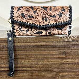 2025ใหม่กระเป๋าถือหนังแท้แบบตะวันตกออกแบบเป็นมือกระเป๋าสตางค์ผู้หญิงกระเป๋าสตางค์ความจุขนาดใหญ่ที่สง่างาม - Product Image 1