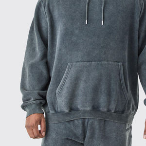 Sudadera con capucha extragrande con hombros caídos Vintage de lana de algodón 100% personalizada, diseño lavado ácido, sudaderas con capucha largas para hombre - Product Image 5