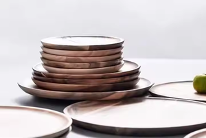 Assiette de service Assiette en bois de table écologique Vaisselle Plats et assiettes par glowin fashion - Product Image 3