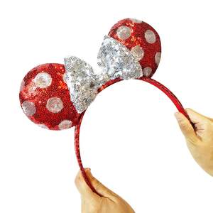 Orejas de Mickey y Minnie Mouse de Disney con diadema y lazo, accesorio para el cabello, licencia oficial H.E.R. Accesorios con Lentejuelas y Puntos de Polka - Product Image 3