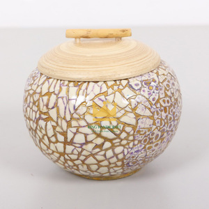 KINGHANDICRAFT VIETNAM-Recipiente de almacenamiento decorativo duradero no tóxico con tapa de cuenco de bambú hilado hecho a mano - Product Image 3