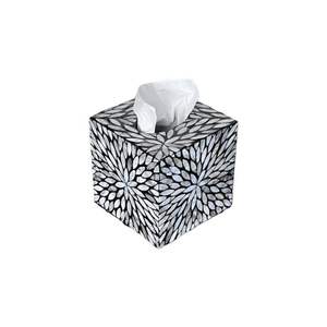 Vente chaude MOP Noir Incrustation Boîte À Mouchoirs Couverture Forme Carrée Dessus De Table pour Restaurant Vaisselle Pas Cher Prix Papier Matériel Vietnam - Product Image 1