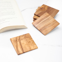 Sous-verres carrés modernes en bois d'olivier faits à la main ArtisRaw - Tapis durables, résistants à la chaleur, écologiques et réutilisables, modèle TN DT025