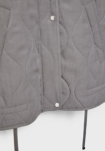 Veste matelassée pour femme de qualité supérieure gris moyen avec fermeture éclair, manches longues, ourlet réglable, col montant, veste d'hiver en toile à bulles, OEM - Product Image 6