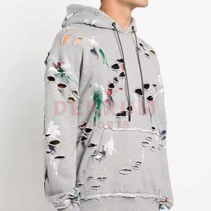 Venta caliente de encargo bajo MOQ Sudadera con capucha desgastada de calidad superior aspecto elegante ropa de calle Sudadera con capucha desgastada - Product Image 6