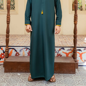 Alta calidad antiestático Casual hombres Thobe manga larga botón completo servicio OEM ropa musulmana tradicional algodón - Product Image 5