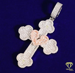 Pendentif croix baguette glacé unisexe style hip hop avec diamants cultivés en laboratoire VVS parfait pour les hommes et les femmes - Product Image 3